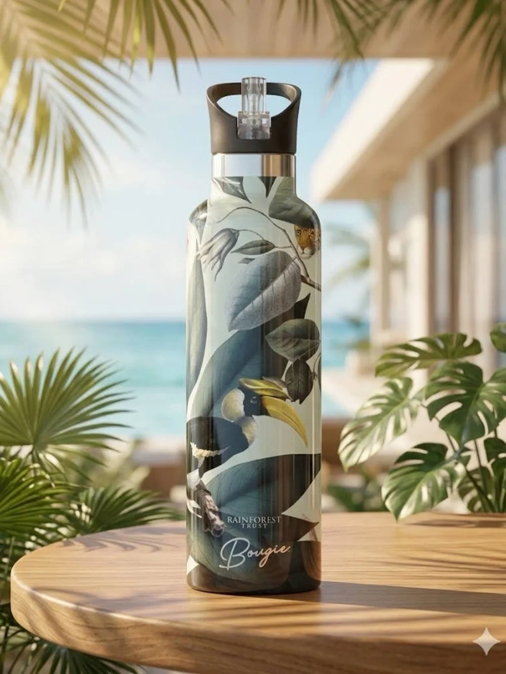 Bougie double walled insulated water bottle/Rainforest Trust/wild creatures/25oz